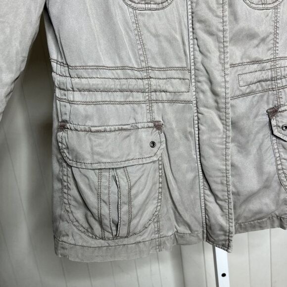 Marakech Anthropologie Utility Jacket Light Gray Army Size M - Picture 9 of 13